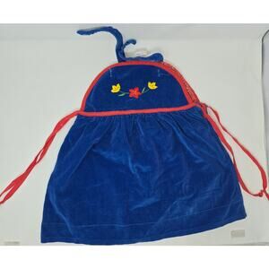 Vintage Popsicle Corduroy Dress Size 6 Blue Red Floral Shoulder Strap Summer
